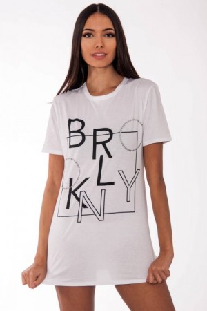 Remi White Brooklyn Slogan T-Shirt
