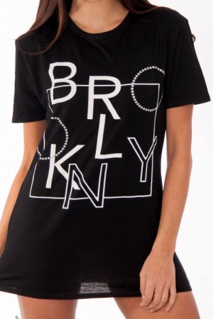 Remi Black Brooklyn Slogan T-Shirt