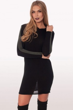 Ariana Black Sweatshirt Hoodie Dress