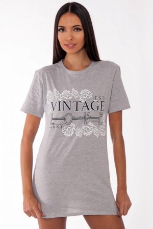 Remi Grey Vintage Love Slogan T-Shirt